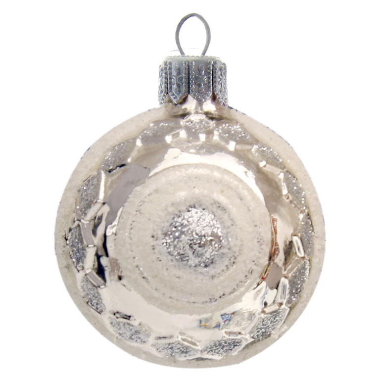 Silver Christmas Ball with Circles, Decoration Ř 4cm