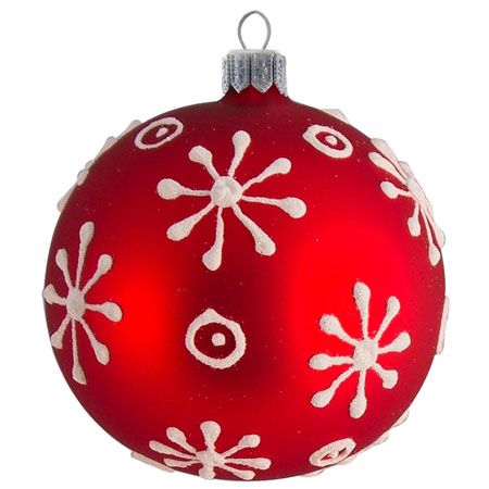Red ball ornament with white stars