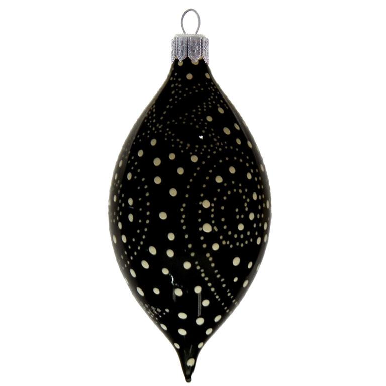 Black olive ornament with dotted leaves