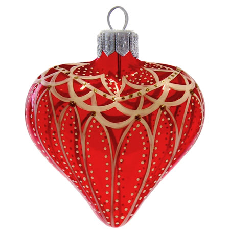 Red heart ornament with golden decoration