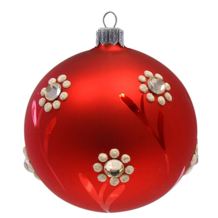 Red ball ornament with flowers