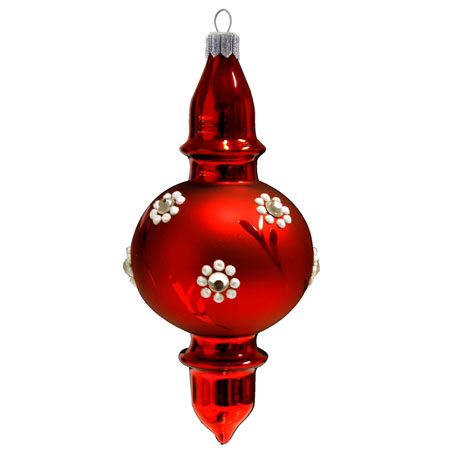 Red ornament with white flowers