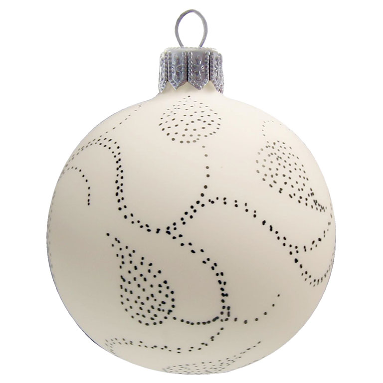 White ornament with black dots