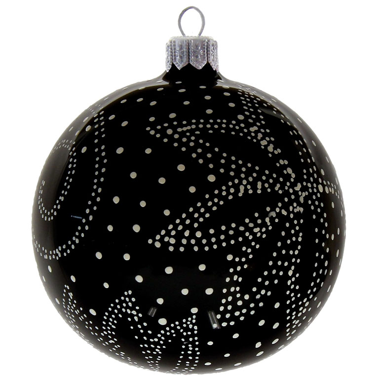 Bauble black with white dotted decor
