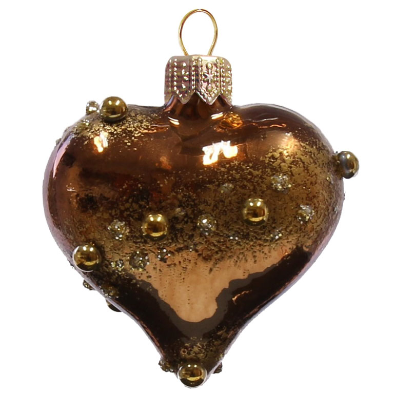 Heart with bronze decor and stones