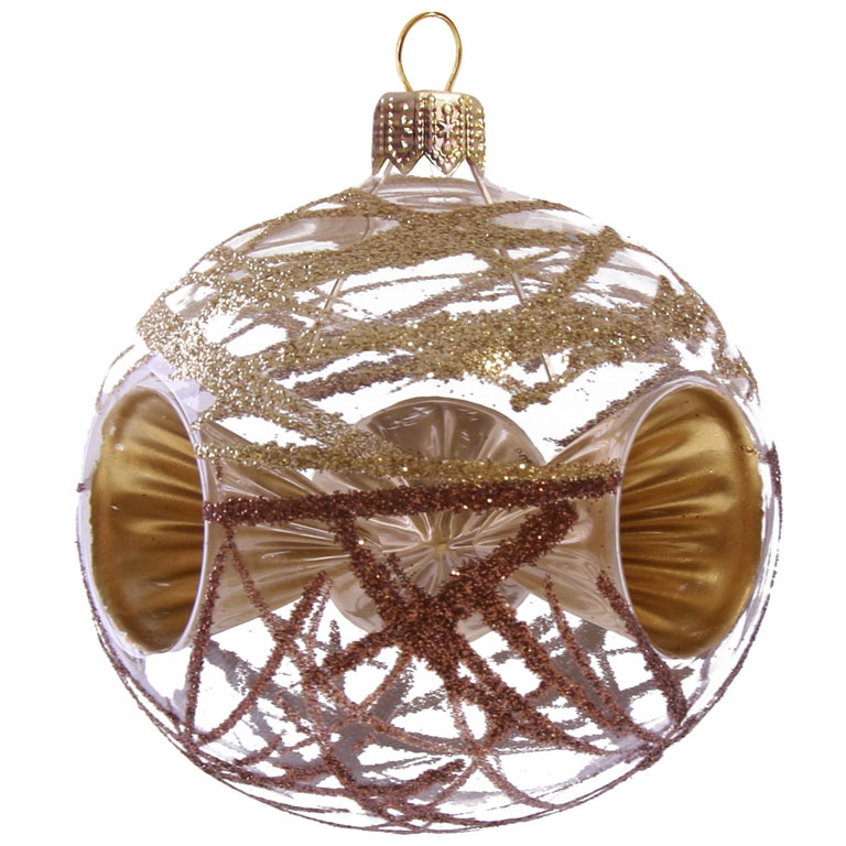 Bauble with brown and gold lines