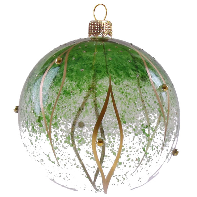Bauble with green and bronze decor