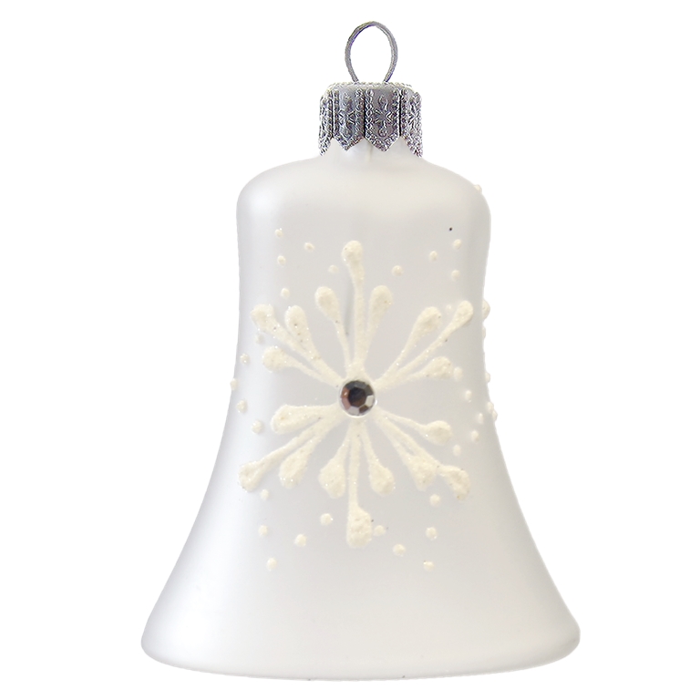 Matte glass bell white snowflake