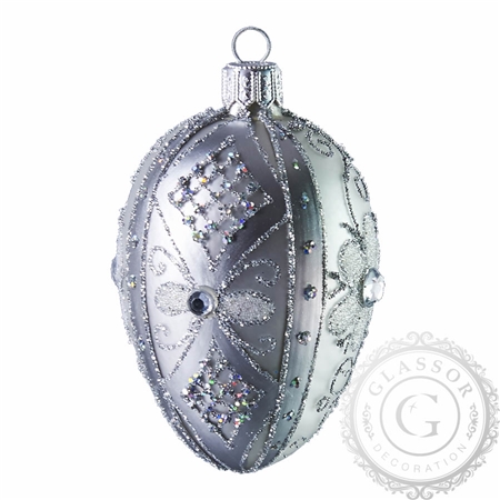 Silver glass Easter egg with flower décor