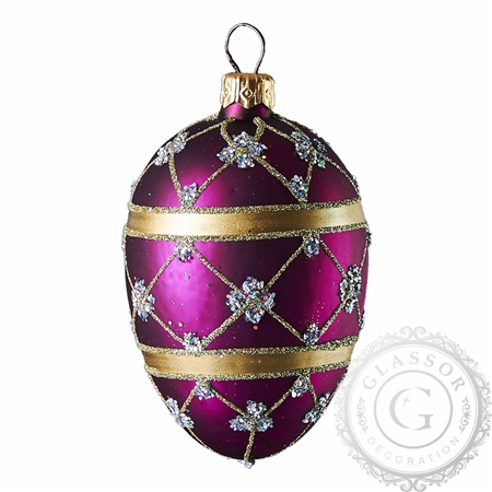 Purple glass Easter egg with bead décor
