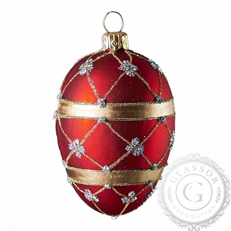 Red glass Easter egg with gold/bead décor
