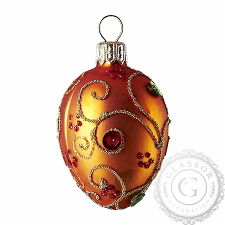 Glass Easter egg with orange rhinestones