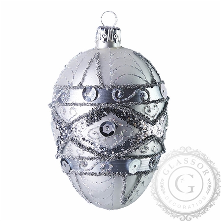 Silver Easter egg with décor matt finish
