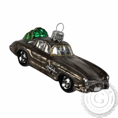 Silver sports car with tree small