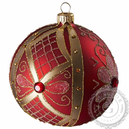 Red Christmas bauble with blossom décor
