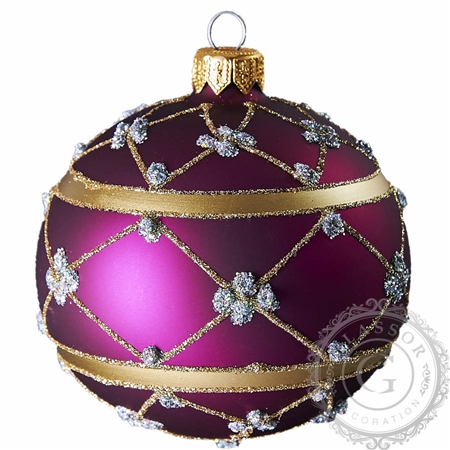 Dark purple Christmas ball with décor matt finish