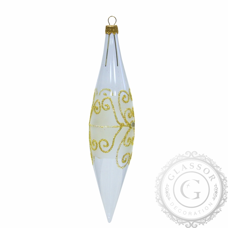 Christmas decoration - transparent eyedrop with gold decor