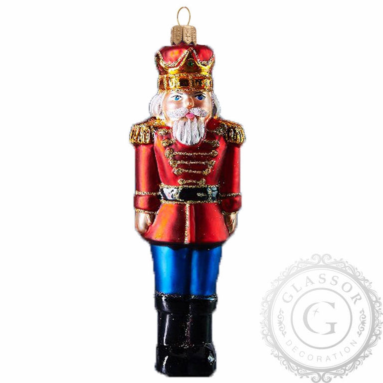 Traditional Nutcracker Christmas Ornament in Red Coa