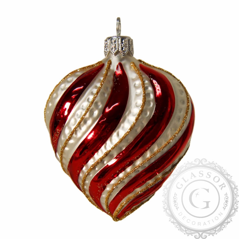Red/silver glass heart with gold decor
