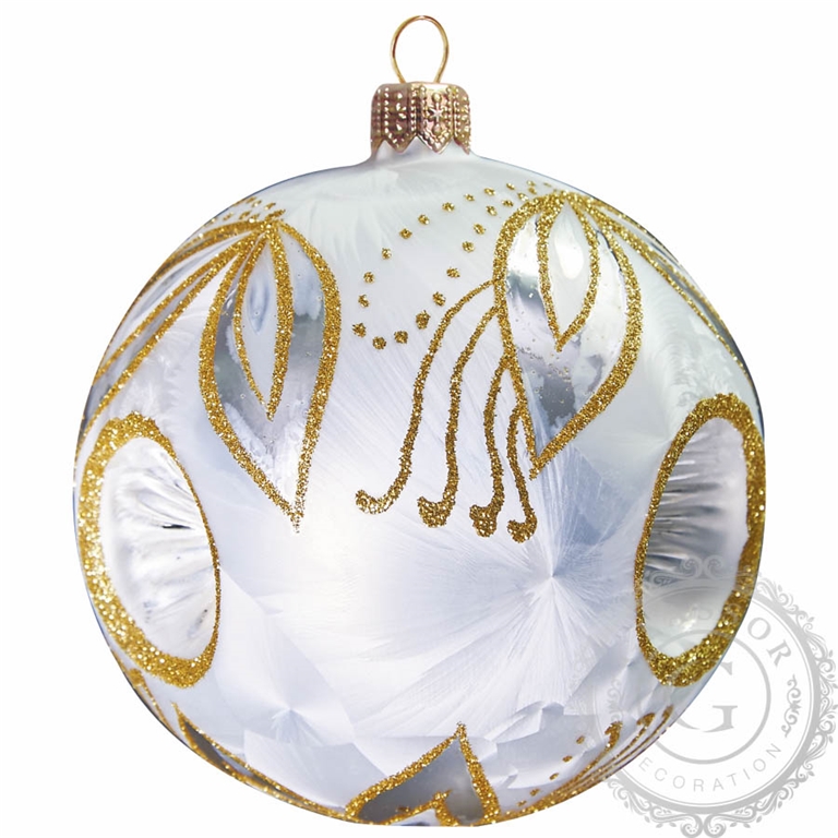 Christmas decoration - ball with a reflector in white ice-effect color