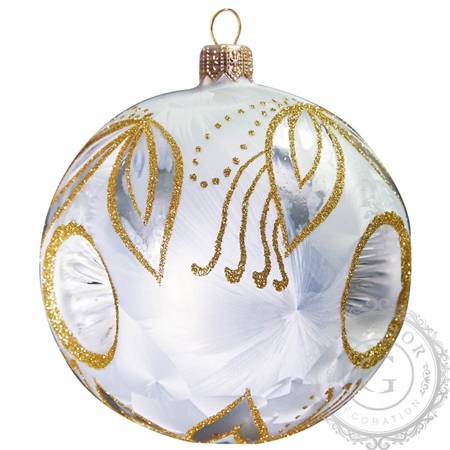 Christmas decoration - bauble with a reflector in white ice-effect color