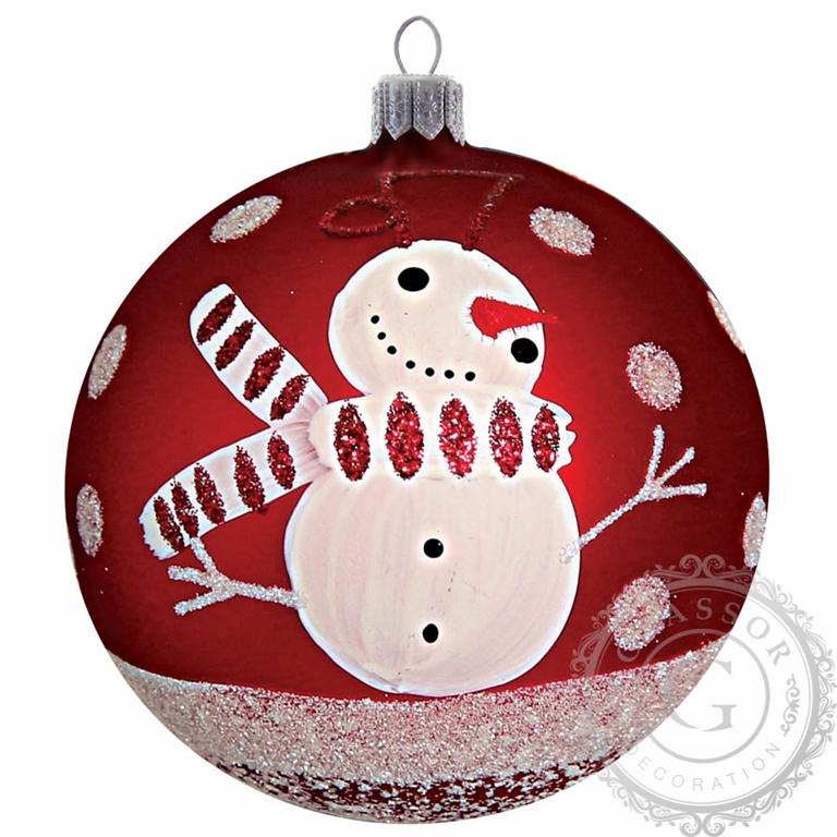 Red Christmas ball with snowman décor
