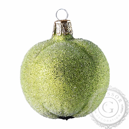 Green glass apple Christmas ornament