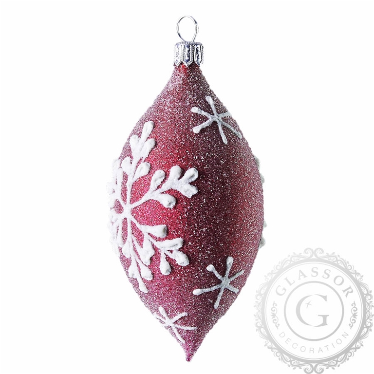 FROSTED PURPLE TEARDROP WITH SNOWFLAKES