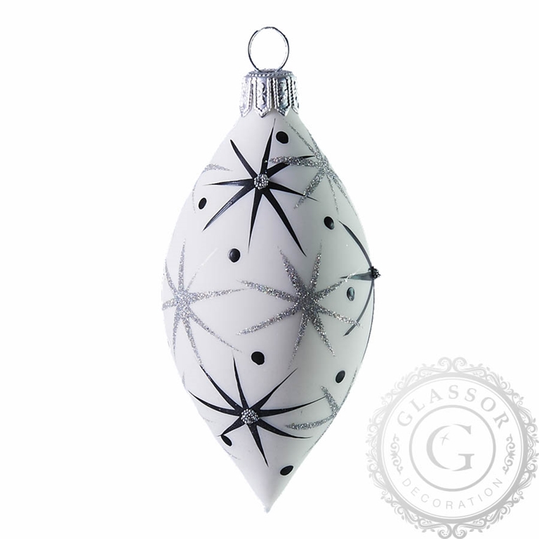 White Christmas olive with black star décor
