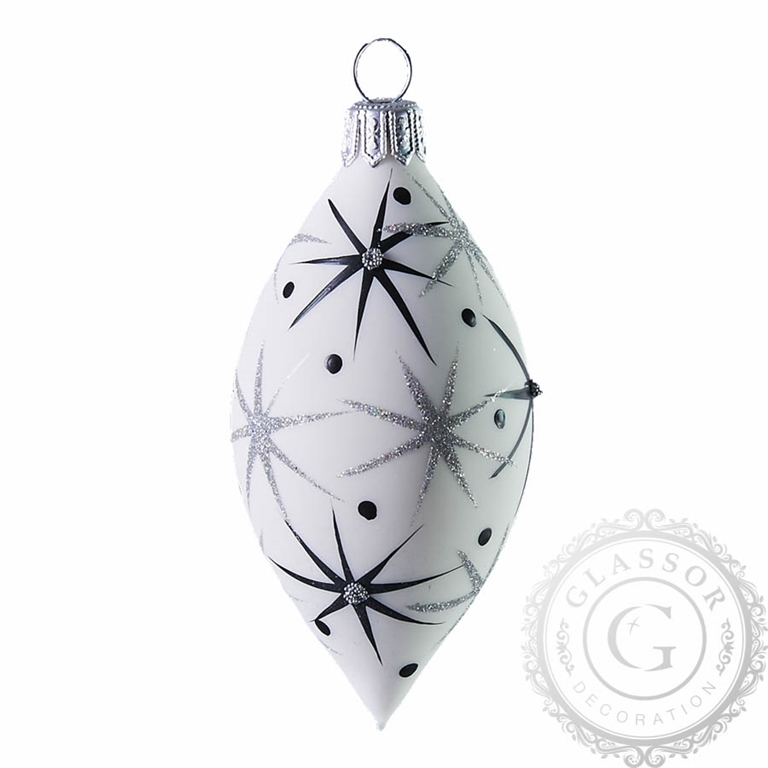 White Christmas olive with black star décor
