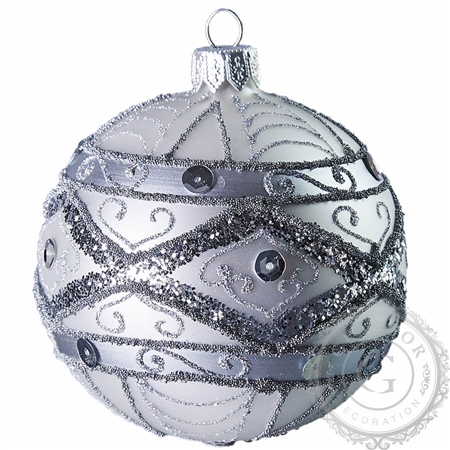 Silver Christmas ball with décor
