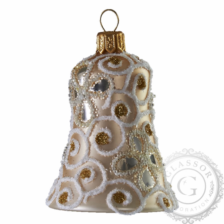 Pearl Christmas bell with floral glitter vine décor
