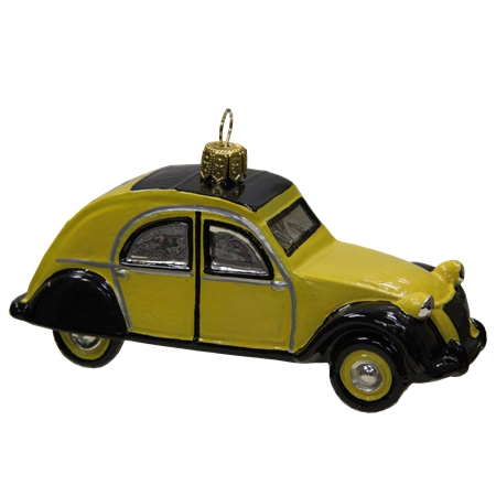 Yellow Car Duck Ornament