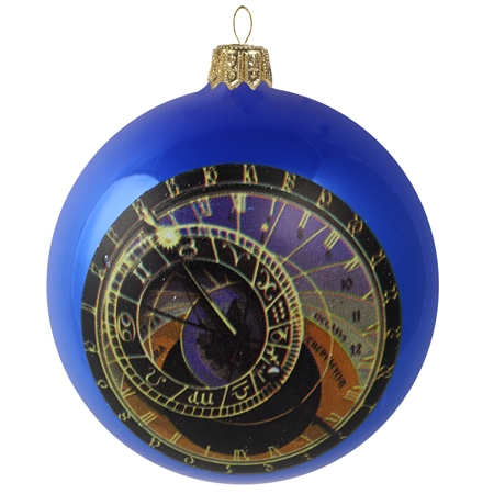 Christmas glass ball with astronomical clock motive