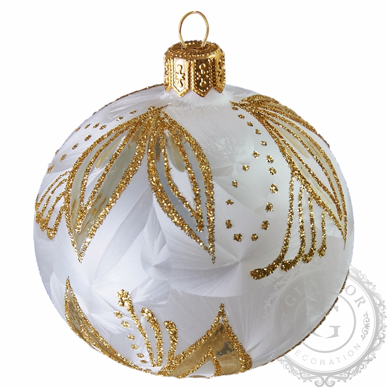 Glass christmas ornaments - ball with white ice-effect