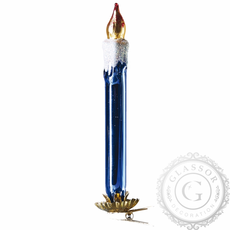 Blue candle Christmas ornament