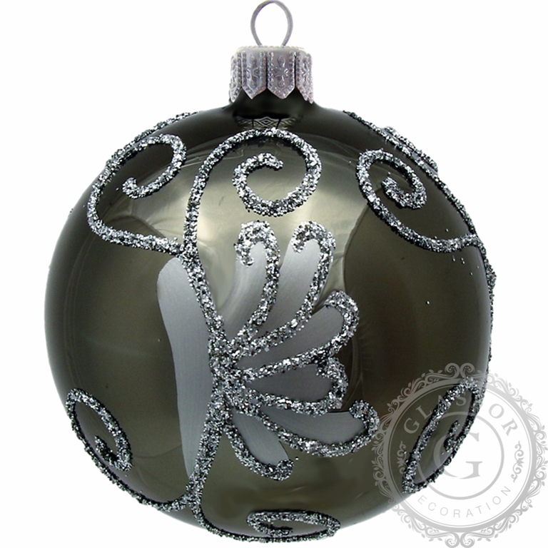 Christmas ball grey with silver ornaments