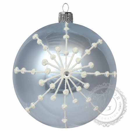 Blue ball ornament with white flake