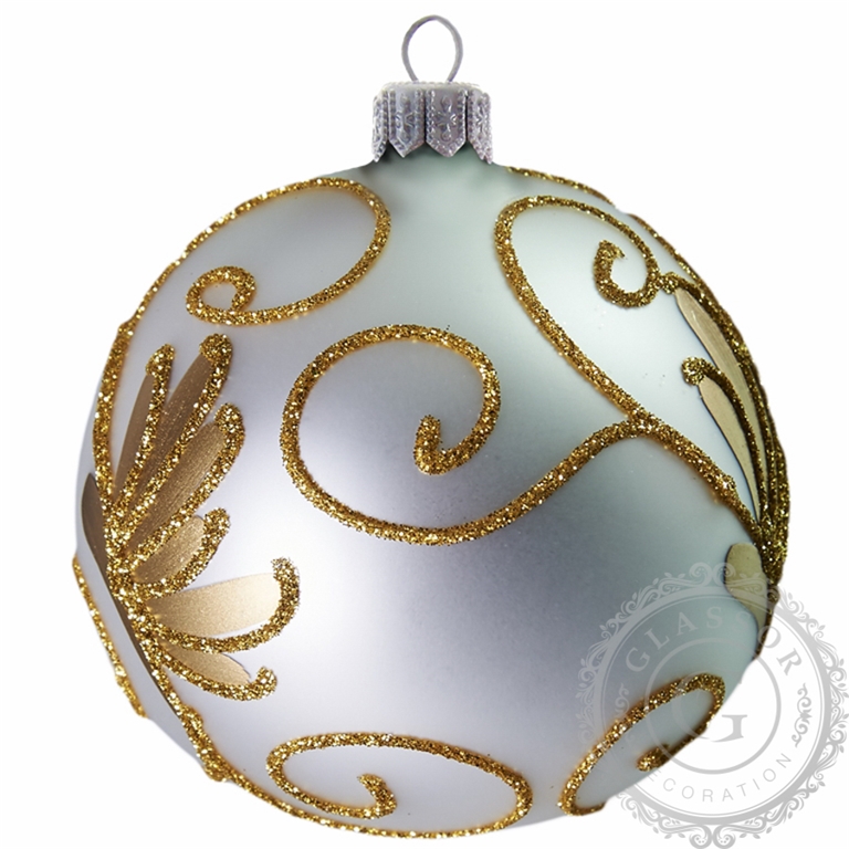 Christmas bauble white with gold decor