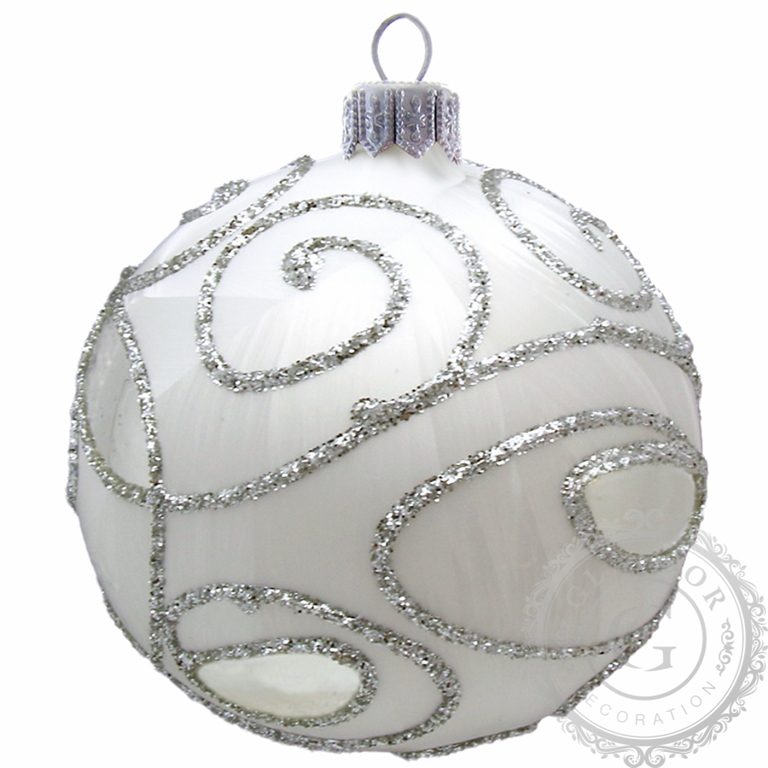 Christmas ball white with silver decor