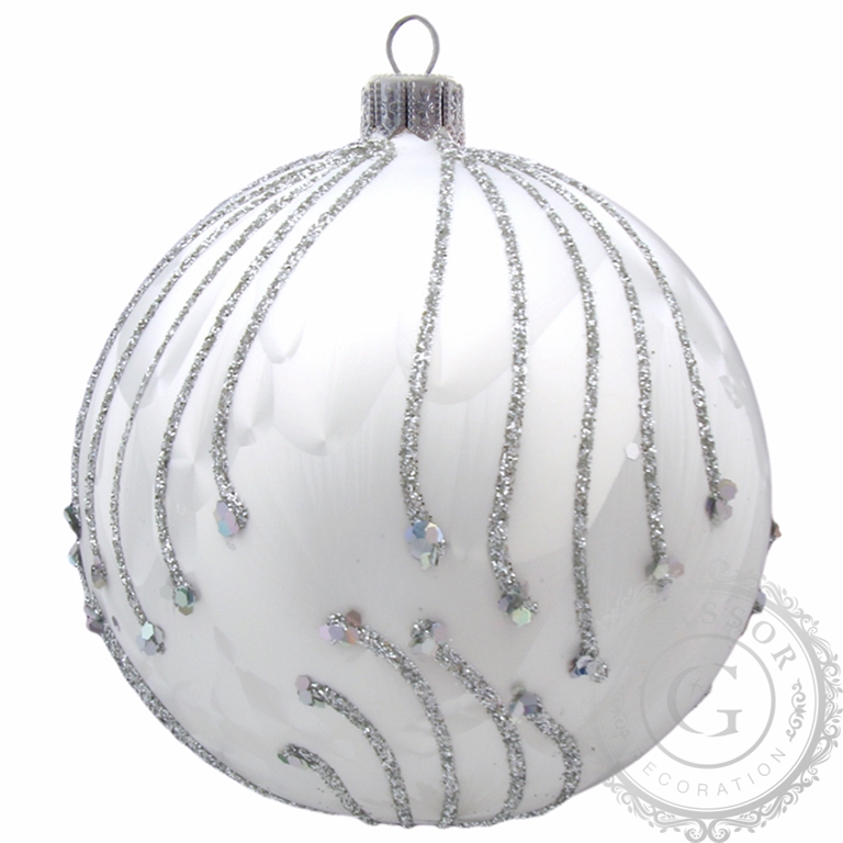 Christmas ball white with silver drops