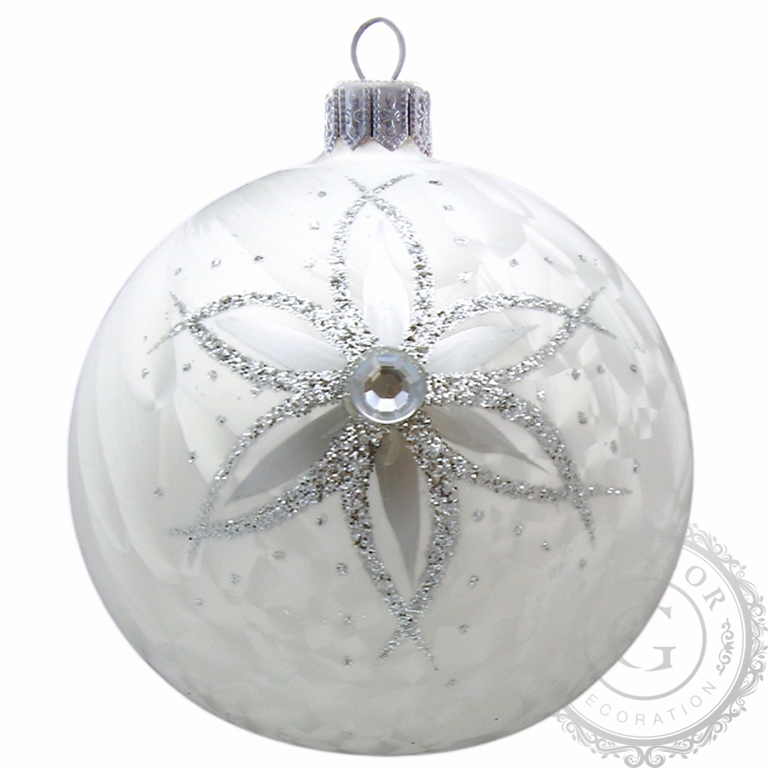 Glass Christmas ball white icelack