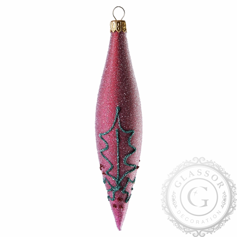 Red teardrop with holly twigs