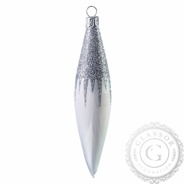 Christmas Ornaments - Set of White Frost-Glittered Rackets 4ks