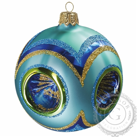 Christmas turquoise ornament with four reflectors