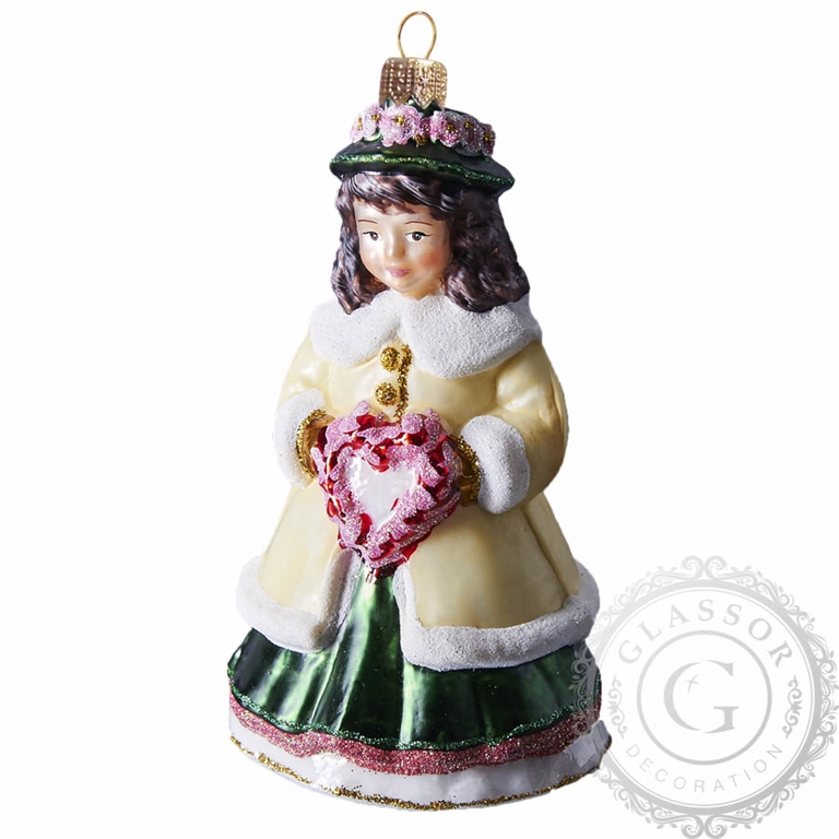 Glass Christmas ornaments - girl with a heart