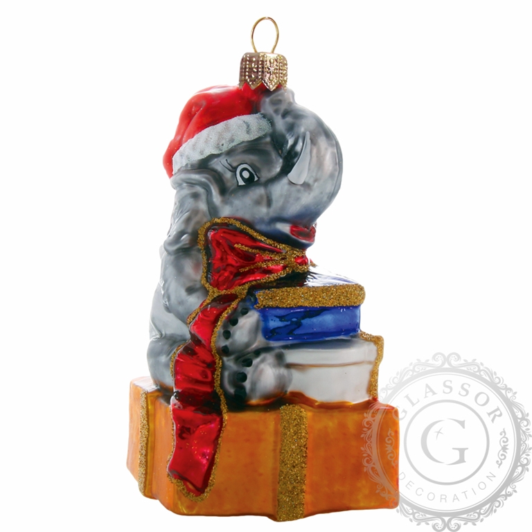 Elephant with presents Christmas ornament
