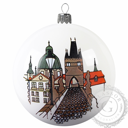 Glass ornament with the Charles Bridge décor