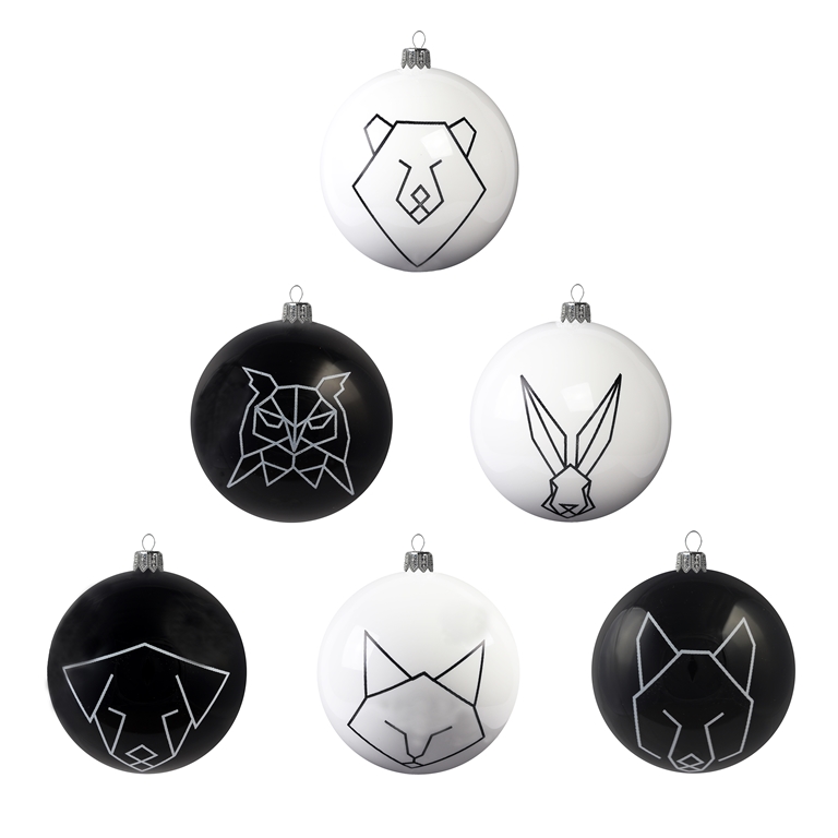 Christmas ball set: animals' geometry