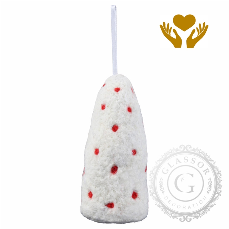 Christmas felt white tree decoration from sheltered workshop